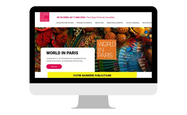 Bannière publicitaire sur le site web Foire de Paris