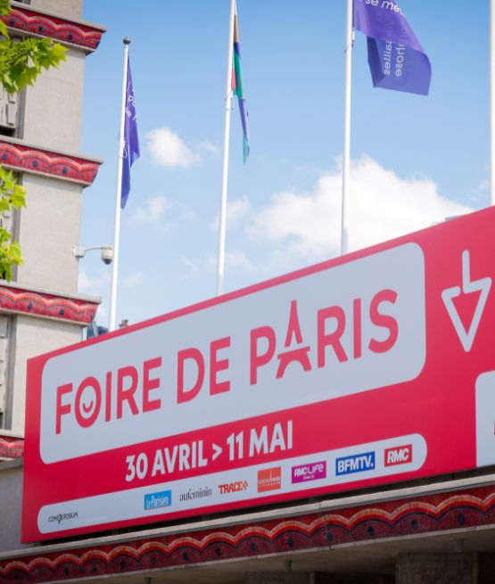 Affiche Foire de Paris 2026 avec drapeaux